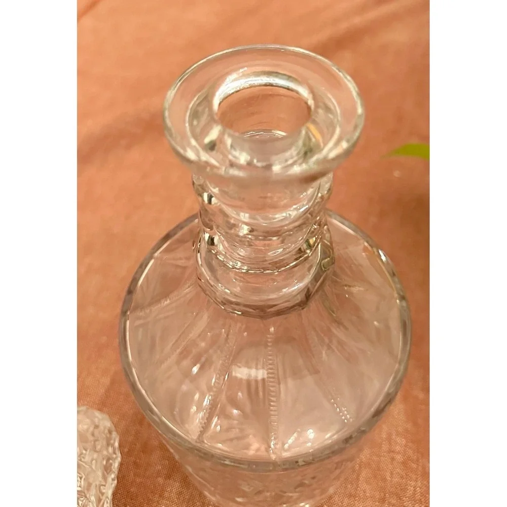 Vintage Cut Glass Liquor Decanter: Clear Barware Collection